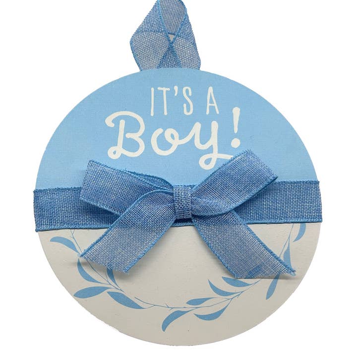 Works of Heart - Vendita all'ingrosso Decorazione per porta - Fiocco Nascita Maschietto 30 cm