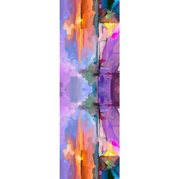 Écharpe en laine mérinos Luminous Horizon – Imprimé abstrait de coucher de soleil architectural pour la vente par Namaskar Australia