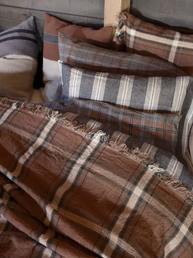 Cubrecama Rowan a cuadros 280x230cm 100% lino para venta al por mayor de Libeco Home