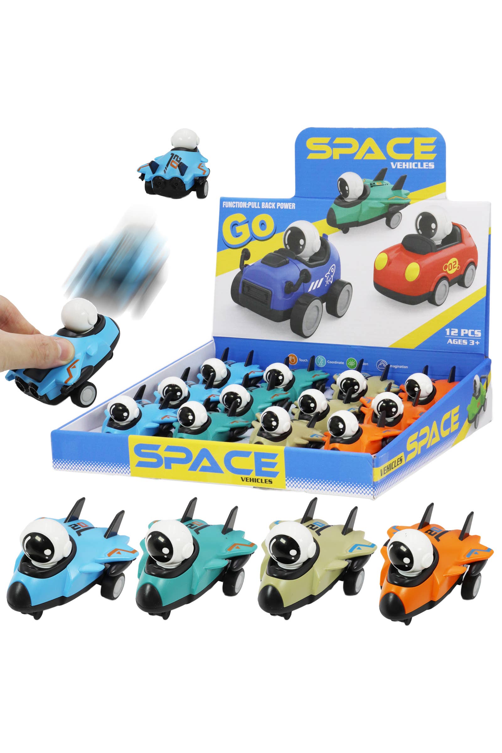 Cap Zone - Wholesale Wind-Up Toy - Kids - Kids Outer Space Jet Plane Wind-Up Toy - 12 pcs0