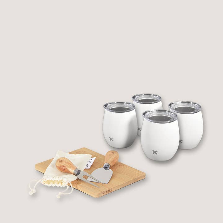 Board, Knife and Tumbler Set - Four Person for wholesale by Pelli Bags
