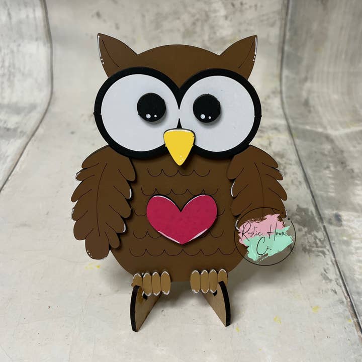 Valentine Owl pop out DIY craft sign kit kids craft for wholesale by Rustic Home Co LLC