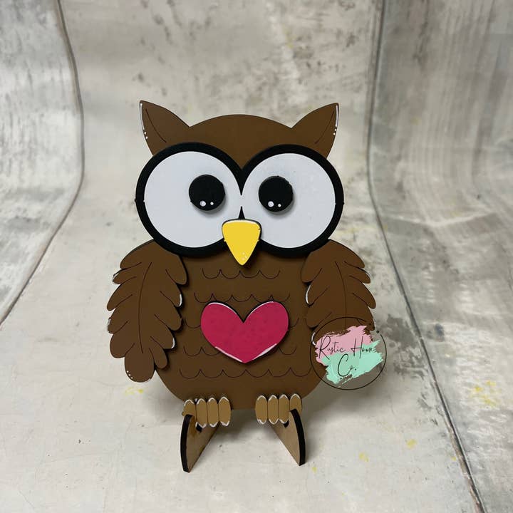 Kit artigianale fai-da-te per bambini con cartello a comparsa Gufo di San Valentino per la vendita all'ingrosso da parte di Rustic Home Co LLC