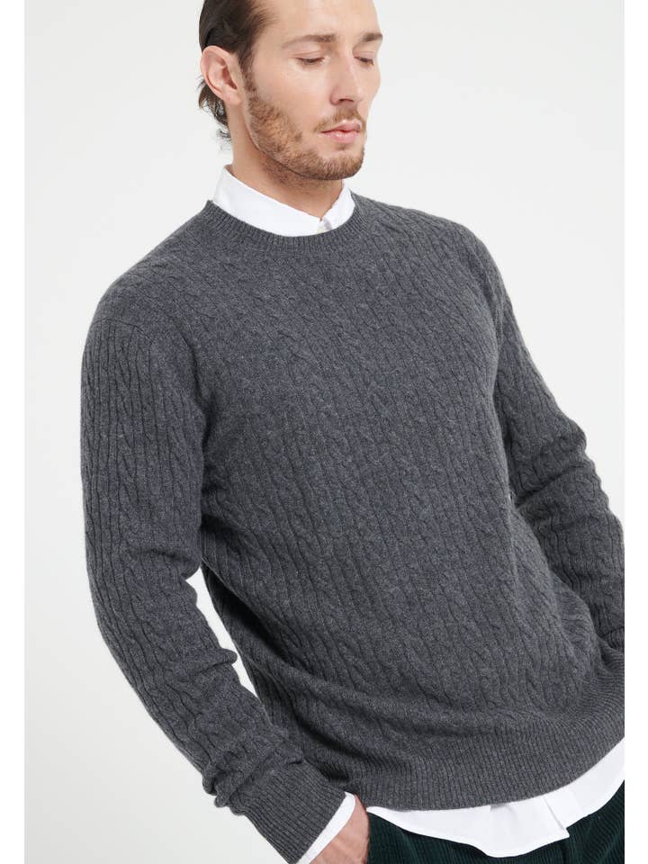 anthracite grey ZACH 5 cashmere crew neck sweater for wholesale on Faire1