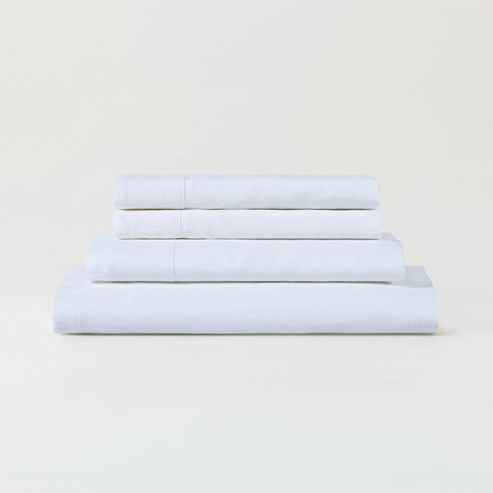 French Linen Luxeweave Sheet Set - Snow for wholesale by SIJO