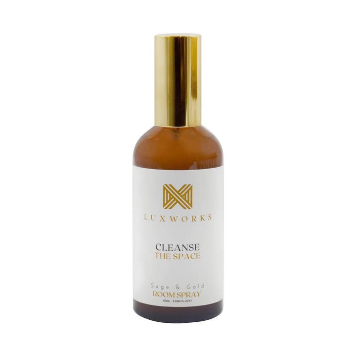 Room Spray - CLEANSE THE SPACE - Sage + Gold for wholesale by Luxworks Beauty