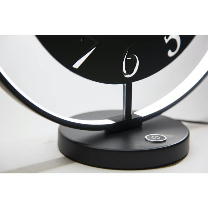 Viceni - Venta al por mayor Relojes de escritorio - Reloj de mesa grande de 40 cm, diseño moderno, color negro y plateado