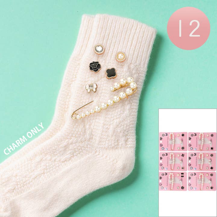 Sensibling Corp. - Wholesale Shoe Jewelry - Women's - Flower Enamel Bow Star Flower Pin Trendy Slouch Socks Charms