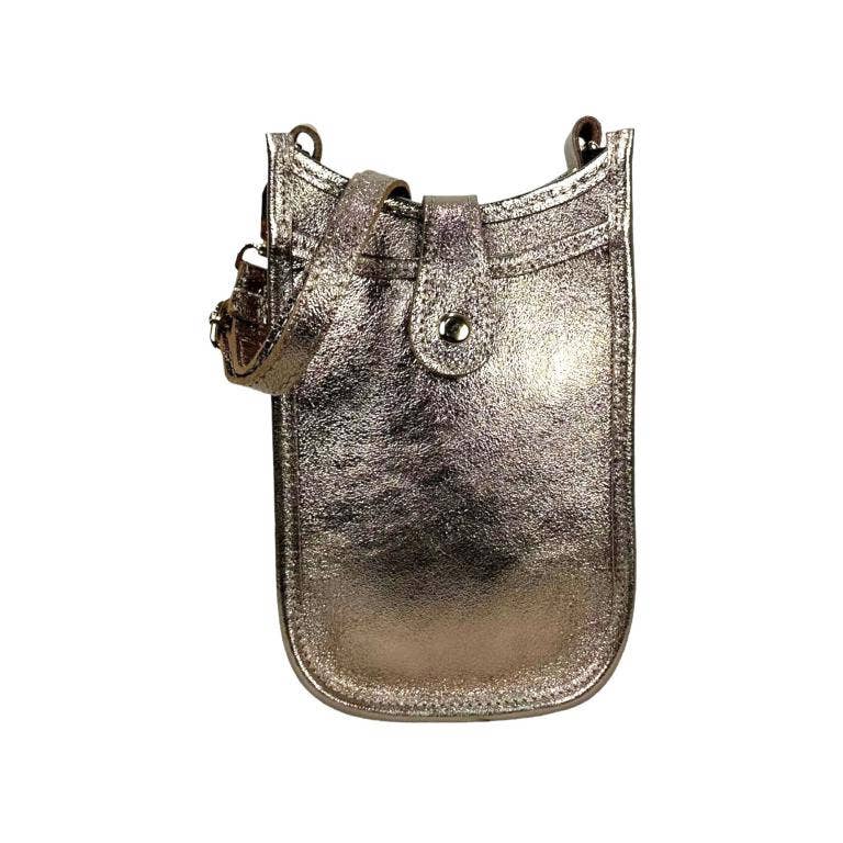 Chenson & Gorett - Vente Sac à bandoulière – femme - Sac à main métallique en cuir pour femme avec rabat bouton3