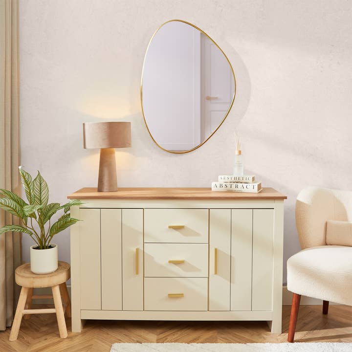 Organic Mirror Slim Gold Frame Asymmetric Curve 85x60x2.7 Cm for wholesale by DEENZ