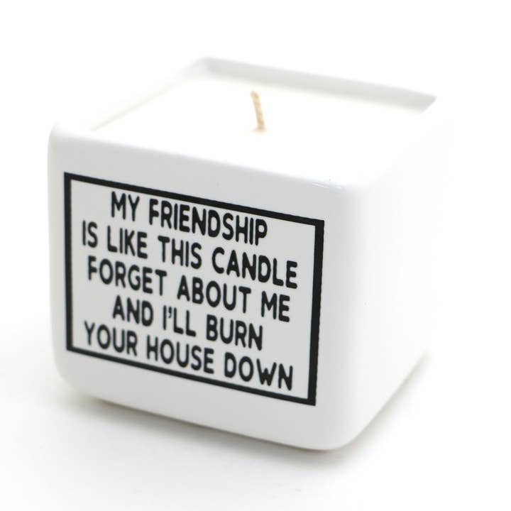 Vela de soja sin aroma de 8 oz vertida a mano, Mi Amistad, divertida para venta al por mayor de Lenny Mud
