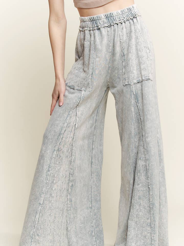 J.Her - Wholesale Pants - Women's - MineralWash Eyelet Flare pants HP5861.