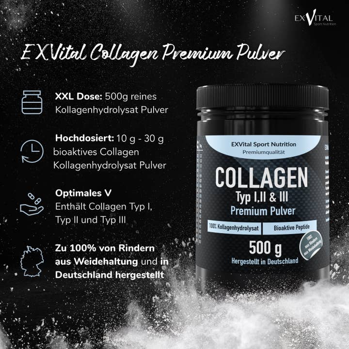 EXVital - Wholesale Protein/Superfood Powder - Collagen Powder 500 grams, Bioactive Collagen Hydrolysate1