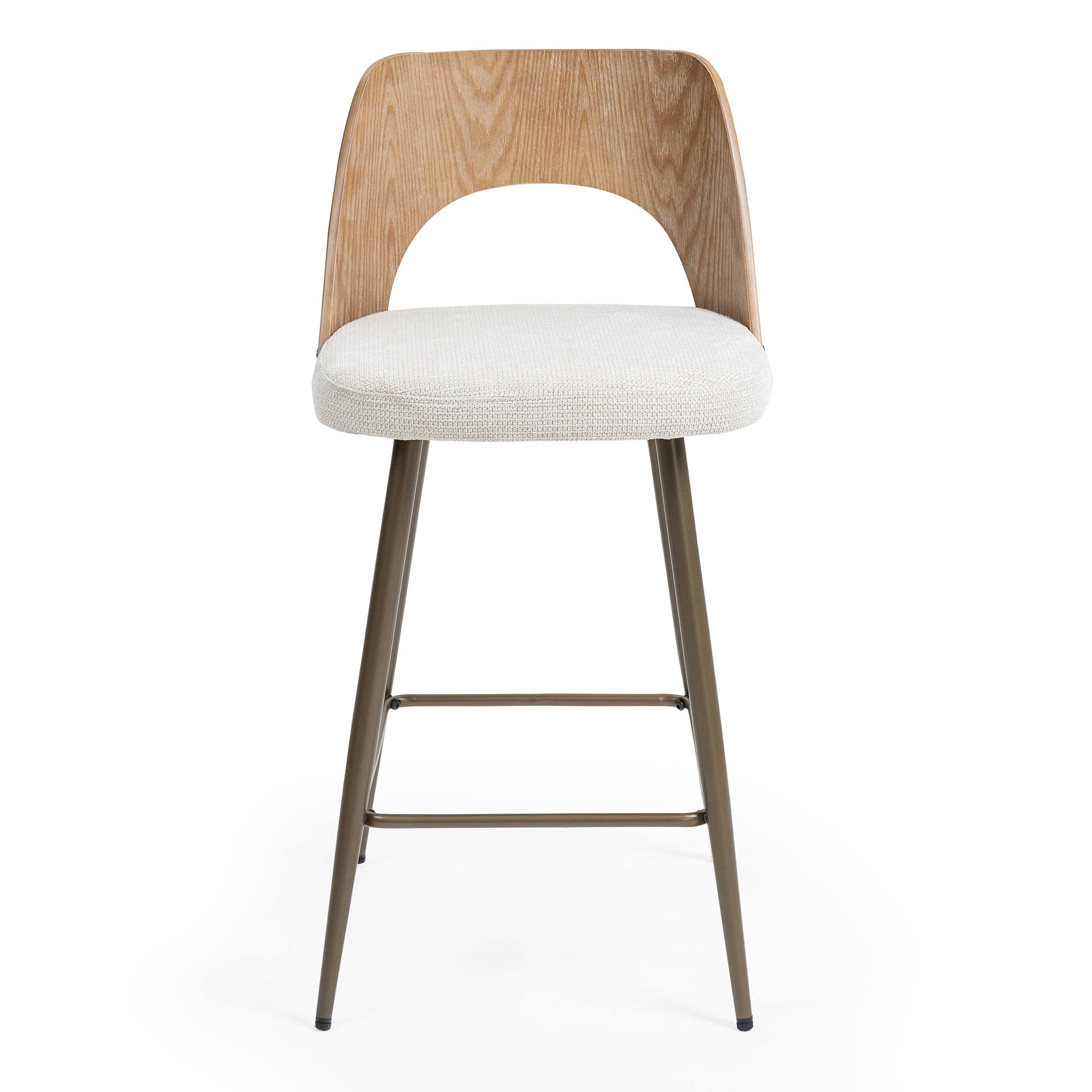 Glamour Home - Wholesale Stool - Set of 2 Bethan Beige Washed Boucle Fabric Counter Stool5