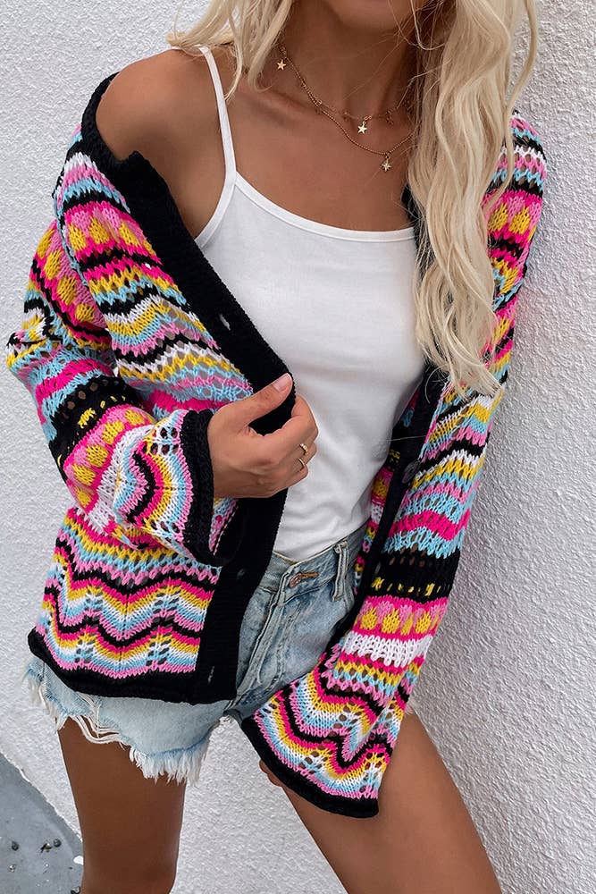 UNISHE – wholesale Cardigan – Women’s – Colorful Knit Cardigan Sweater Women TOPW12257