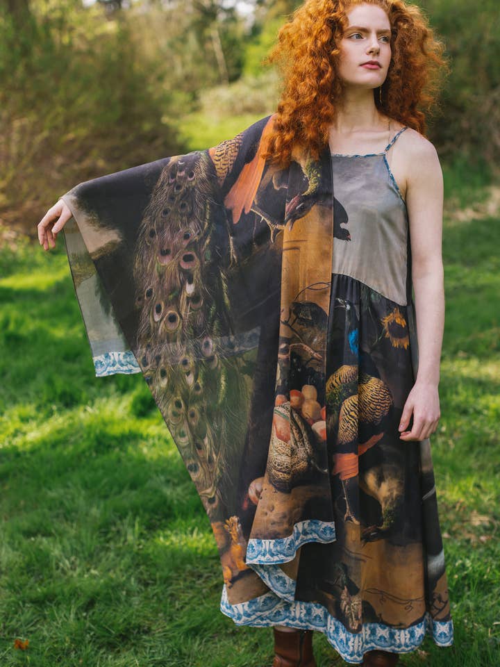 Wild Beauty Bohemian Scarf with Peacock Print for wholesale by Market of Stars (USA)