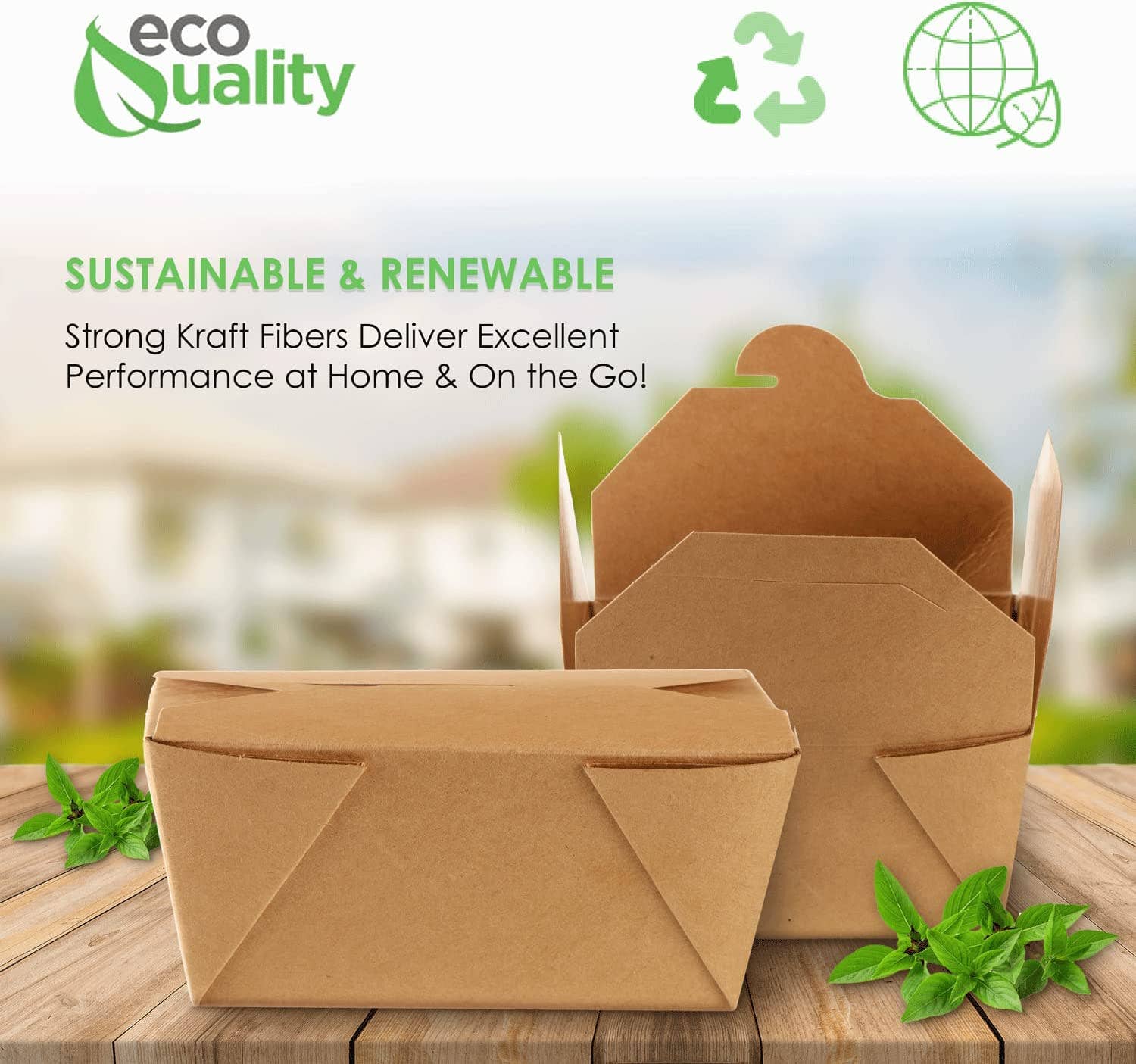 EcoQuality - Wholesale Food Storage Container - 26Oz Kraft Folded Paper Take Out Containers - Microwavable2