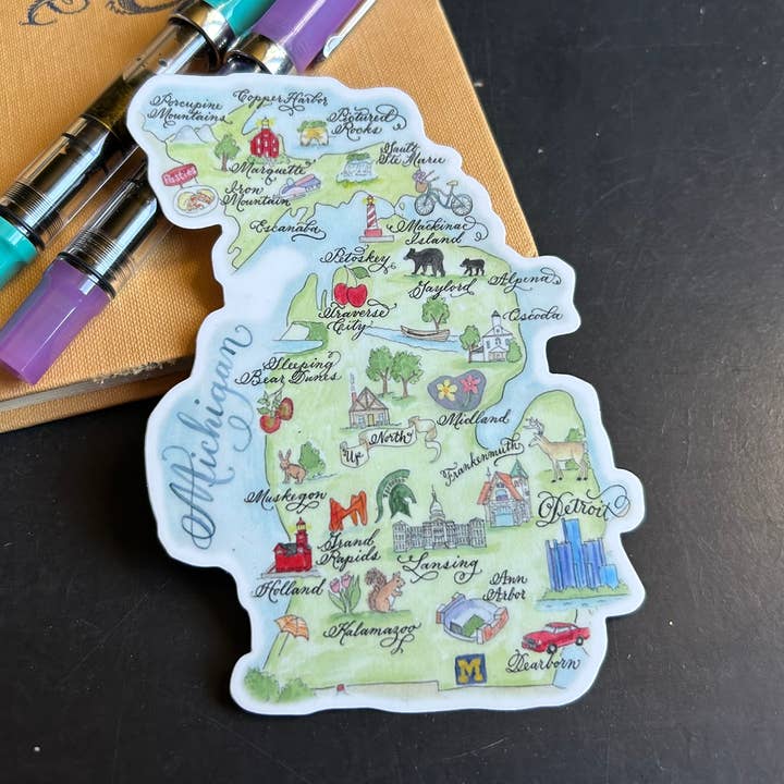Michigan Map Sticker for wholesale by Designs by Robyn Love