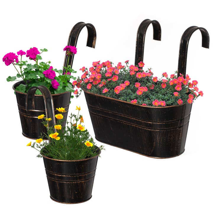 Gardenised Set of 3 Metal Hanging Railing Planters and other Purchase Wholesale planters mix soil. Free Returns & Net 60 Terms on Faire trending on Faire.
