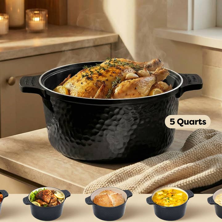 Gotham Steel 5 qt. Hammered Dutch Oven in Dark Roast for wholesale by Gotham Steel/Granitestone