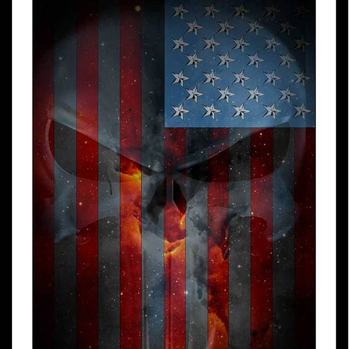 Punisher American Flag Decal for wholesale by JAC Wholesale