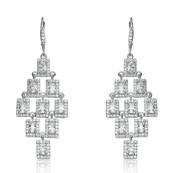 Sterling Silver Cubic Zirconia Chandelier Earrings for wholesale by Genevive