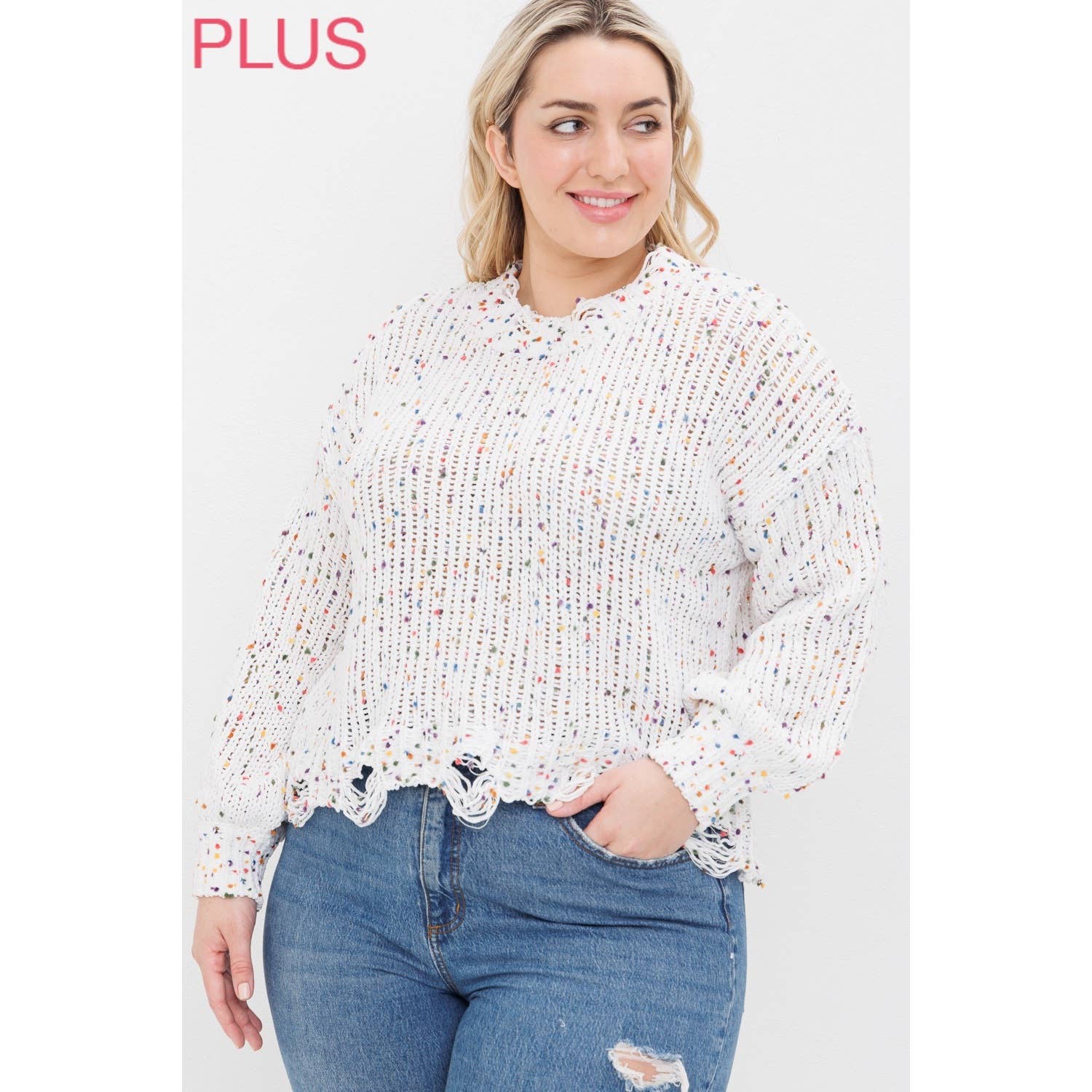 Sweet Generis – Engroshandel Pullover - Dame – PLUS CHENILLE POPCORN PLETTER NØDLIDENDE CROP SWEATER16