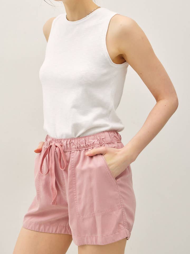 NEW COLOR-HIGH RISE PULL ON TENCEL SHORT for wholesale by Be Cool