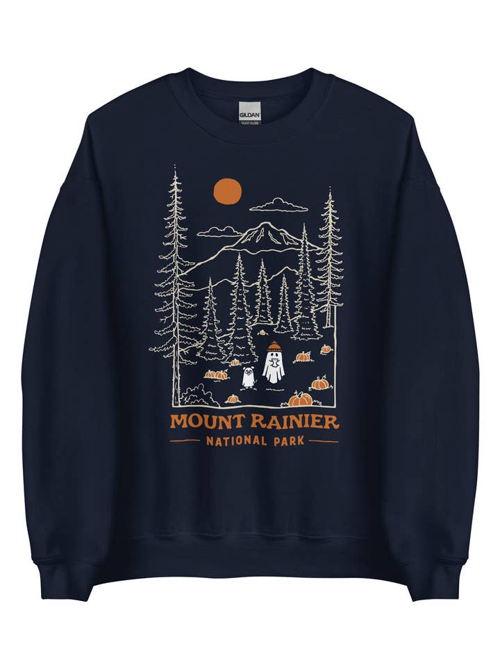 Mount Rainier Spooky National Park Unisex Sweatshirt | MIDNIGHT for wholesale by ChasingAMoment