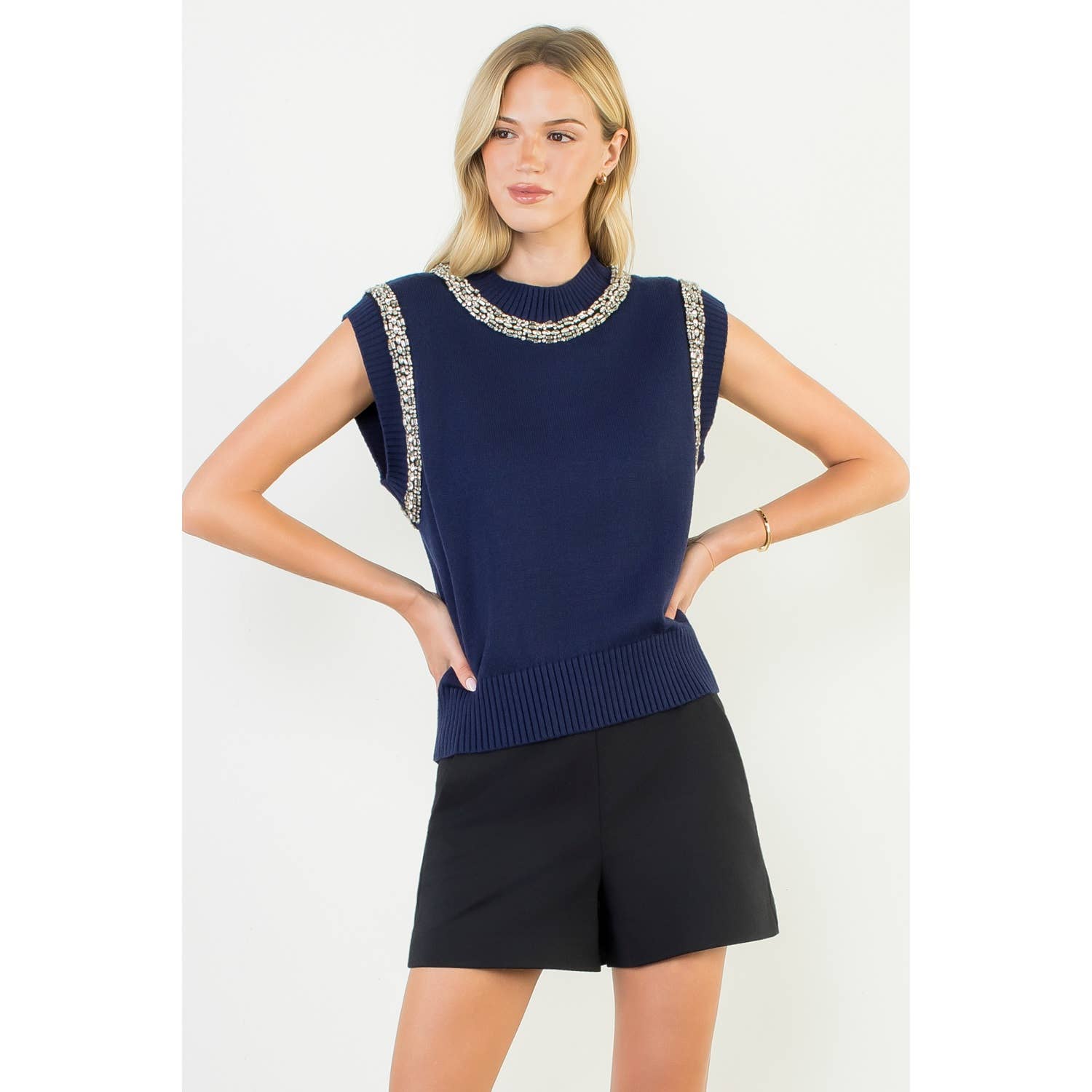 THML - Vendita all'ingrosso Maglietta - Donna - Top a Maglia con Collo Alto Decorato13