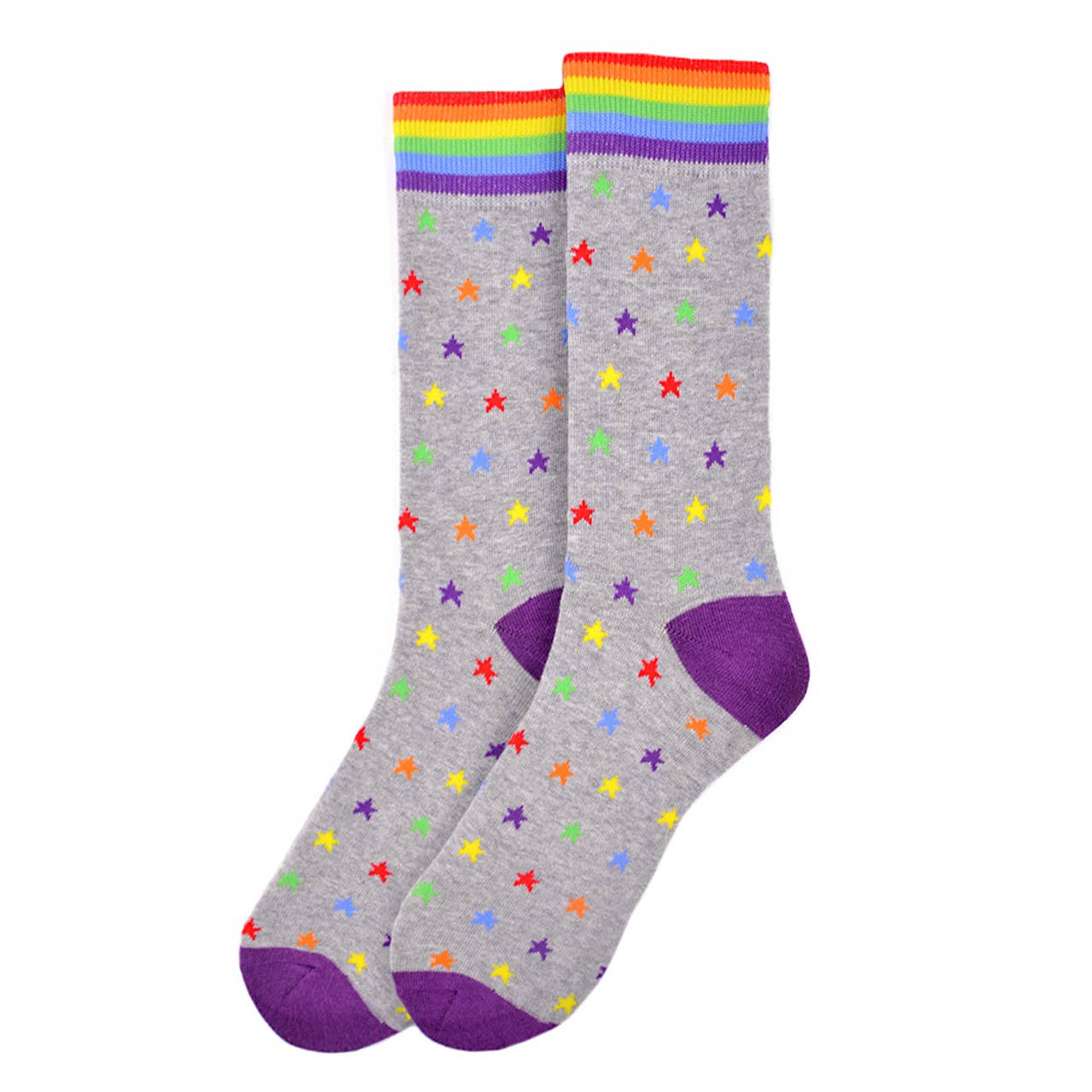 Selini New York - Wholesale Socks - Men's - Men's Rainbow Stars Novelty Socks - NVS195800