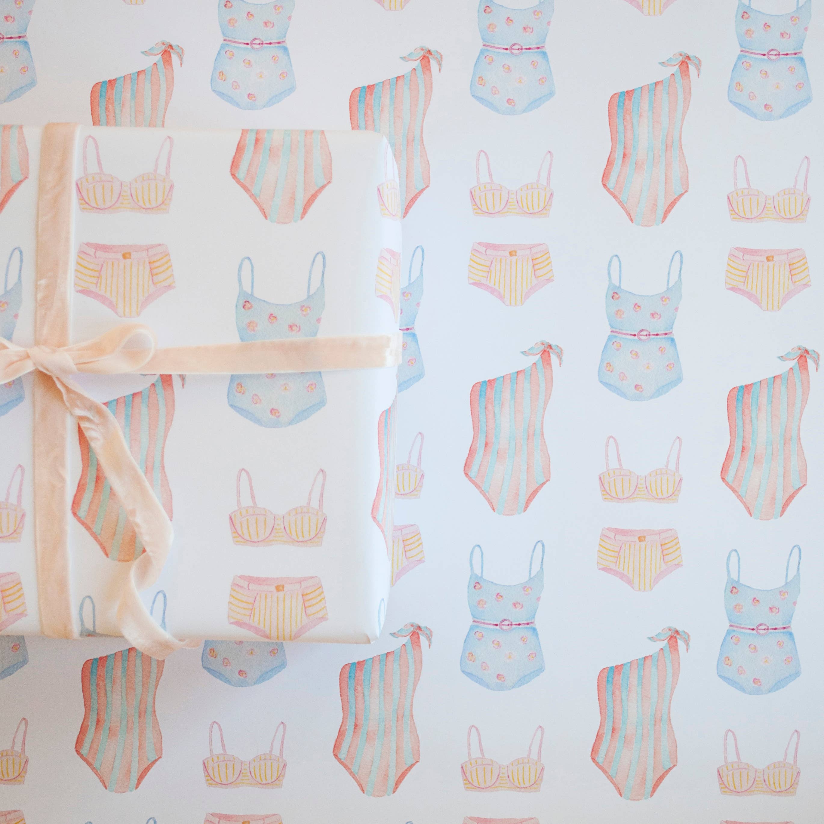 Rebecca Green Design - Wholesale Wrapping Paper Roll - Vintage Swimsuit Gift Wrap - 5 Sheets/Roll2