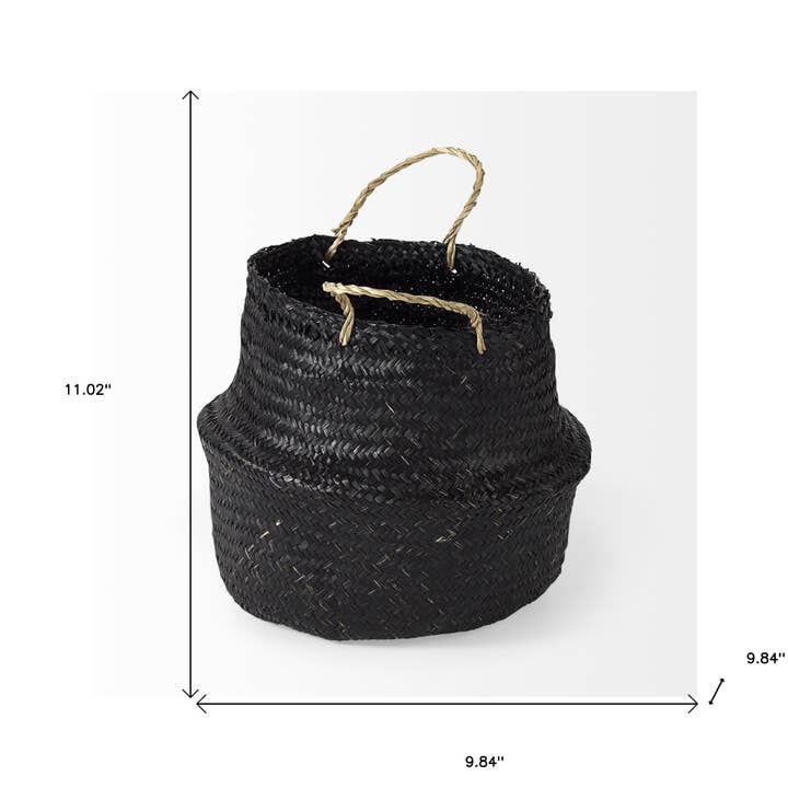 HomeRoots - Wholesale Desk organiser - Set Of Three 10" Black Wicker Storage Baskets2