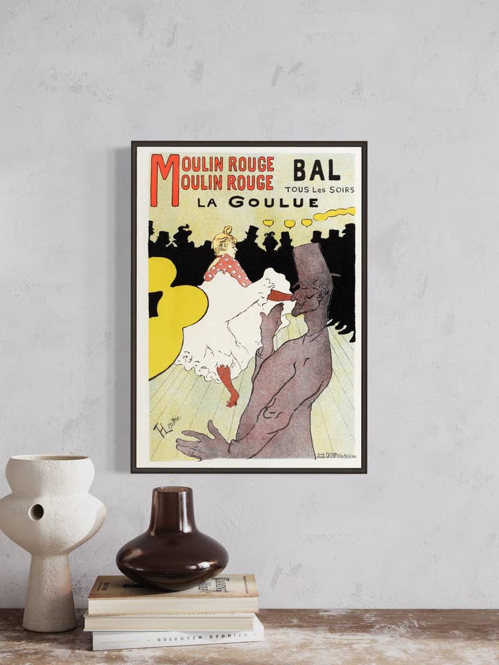 Affiche pour le Moulin Rouge af Toulouse — Lautrec. A4, A3, A2 væg kunst. Kunsttryk. Vintage væg kunsttryk. Mors Dag gave. Linje Kunst for engroshandel hos Gabrielle Dalsan