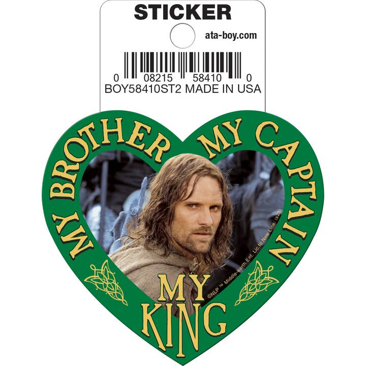 Lord of the Rings Aragorn My King Heart Shaped Die Cut Sticker for wholesale by Ata-Boy