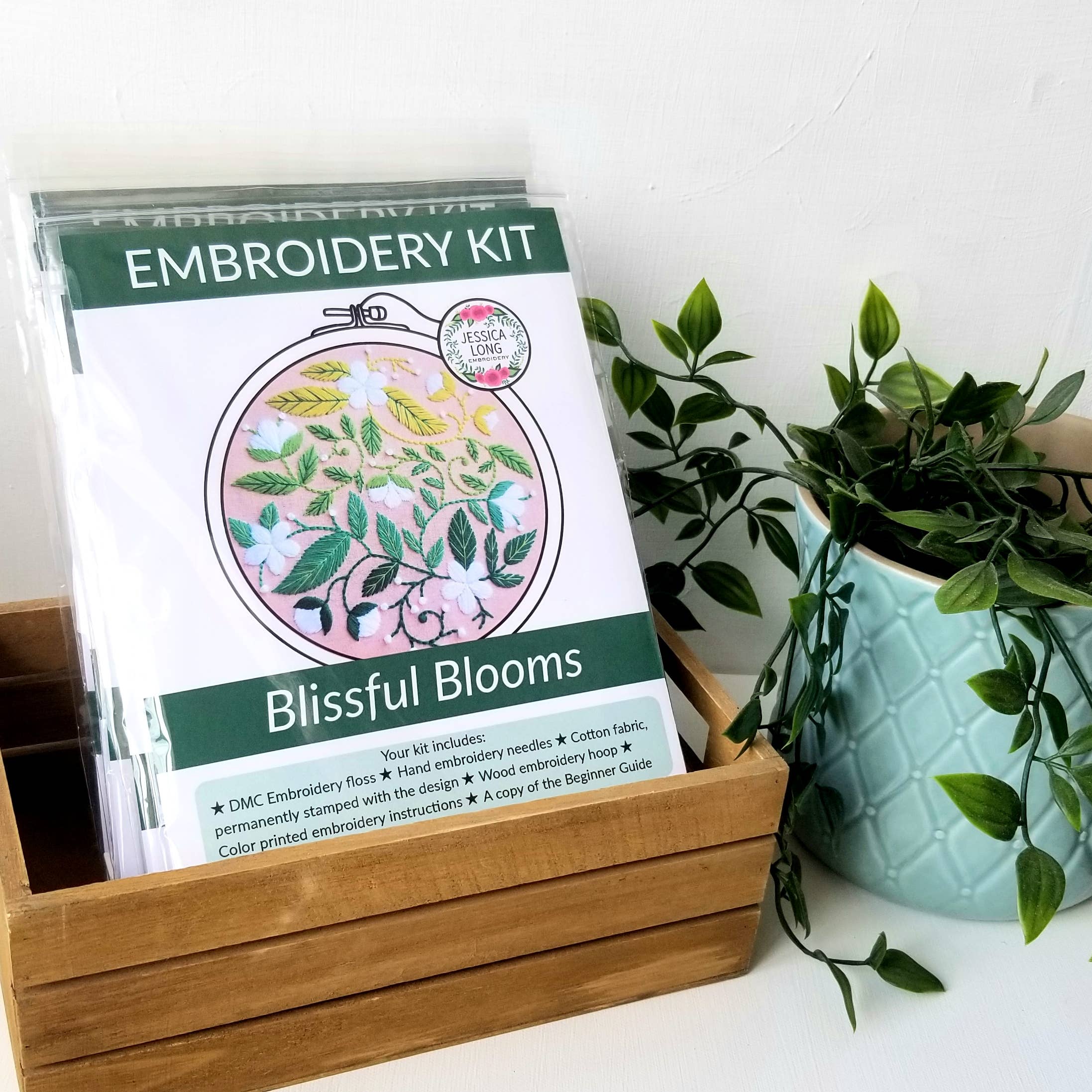 Jessica Long Embroidery - Wholesale Embroidery/cross-stitch supplies - Blissful Blooms Beginner Embroidery Kit2