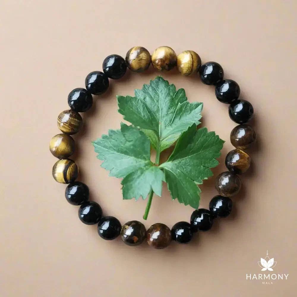 Harmony Mala – wholesale Beaded/pearl necklace – Black Onyx and Tiger Eye Moon Pendant Mala Bead Necklace 5