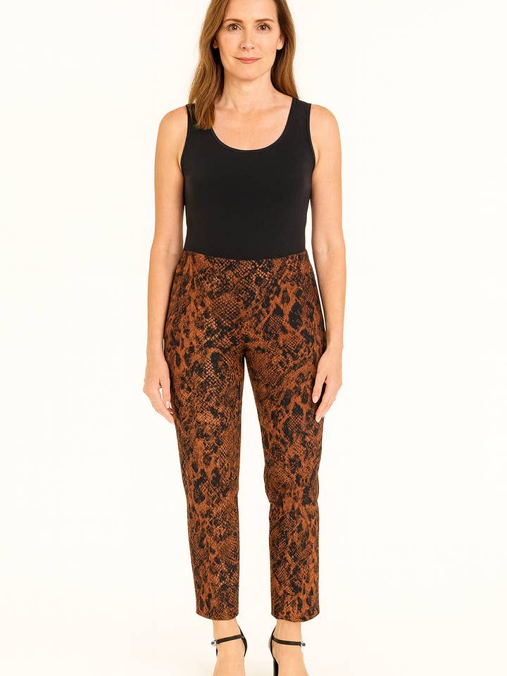 Krazy Larry P507 Pull on Pant - Brown Python for wholesale by KRAZY LARRY