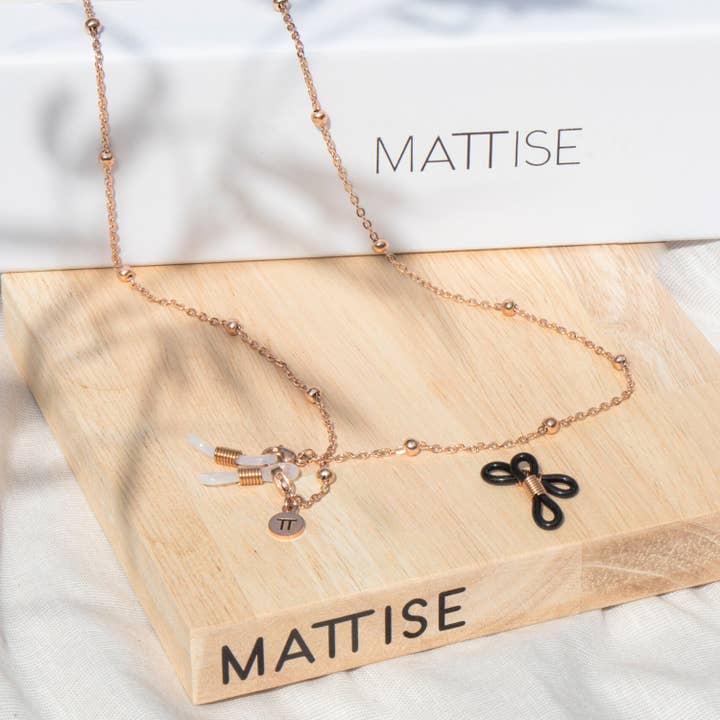 MATTISE – Fio de óculos e óculos de sol - Unissexo por atacado – Cordão para Óculos de Sol com Bolas em Ouro Rosa (Unissexo)