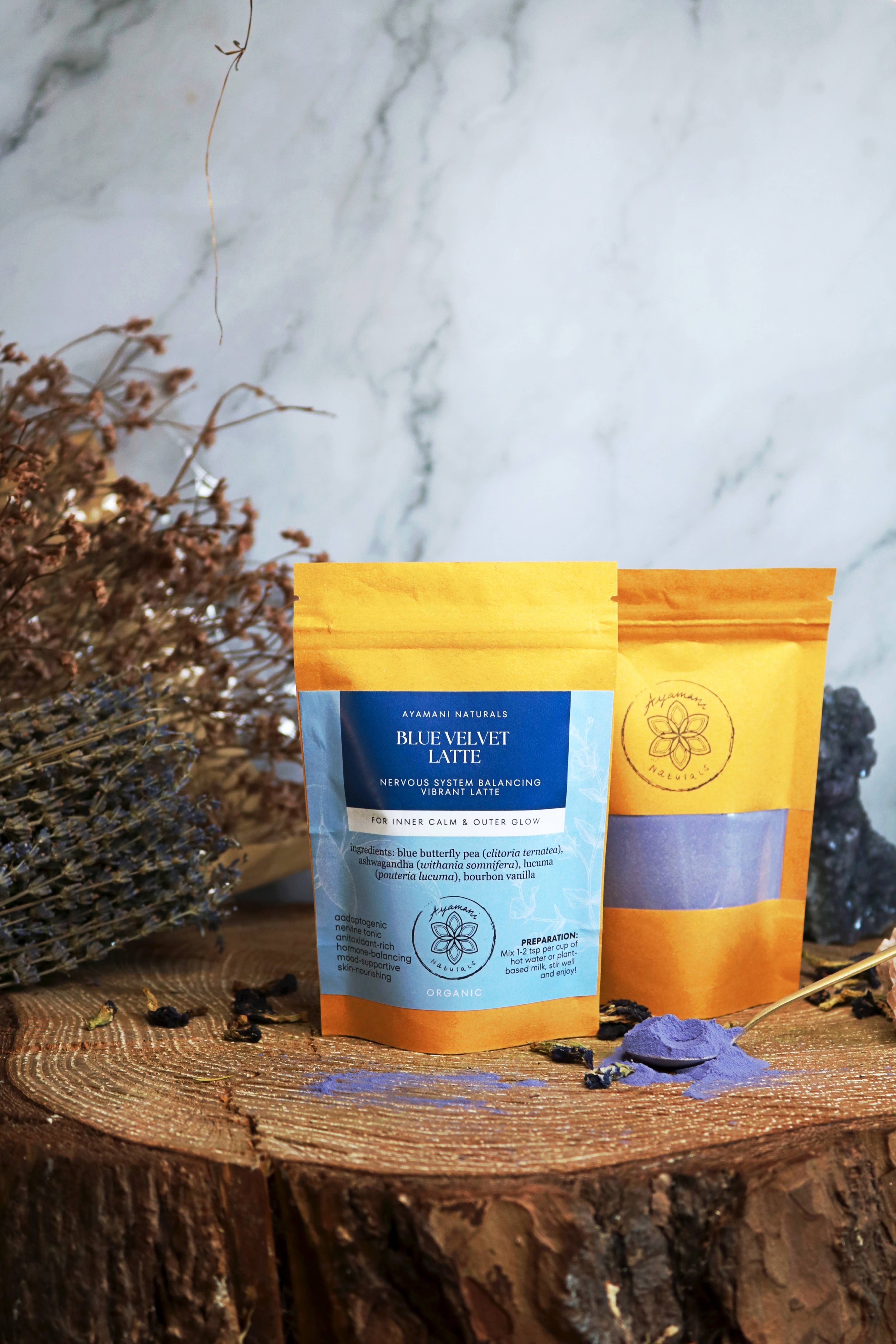 Ayamani Naturals - Wholesale Protein/Superfood Powder - BLUE VELVET LATTE | Blue Butterfly Pea Blend Latte