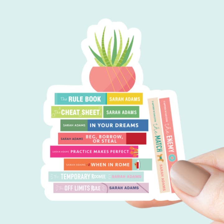 Sarah Adams Book Stack Sticker for wholesale by Chapter & Craft Studio