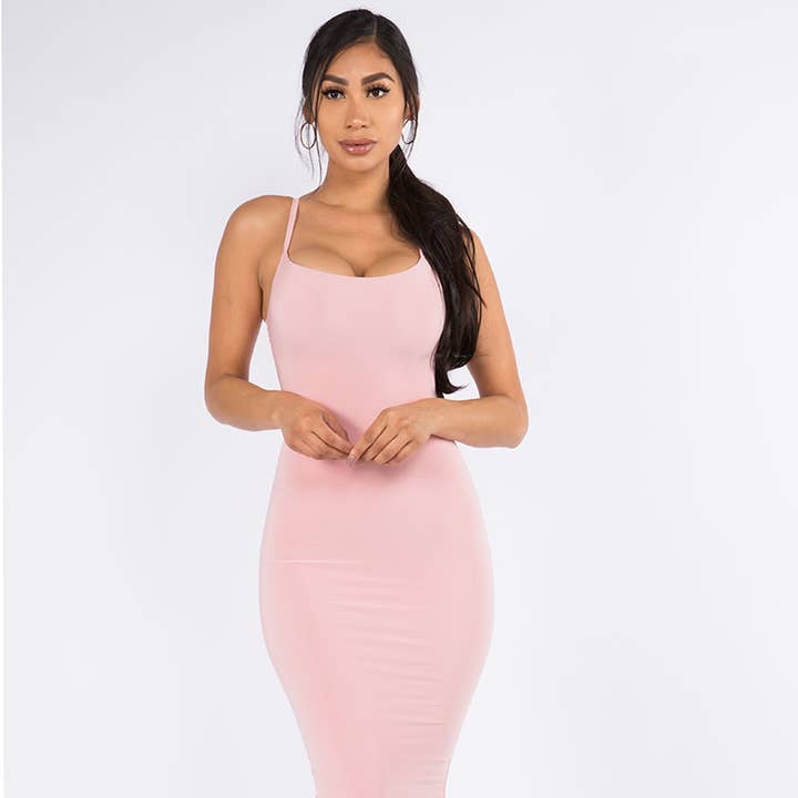 D7450 Spaghetti Double Layer Long Dress Summer Colors for wholesale by Uptown Apparel