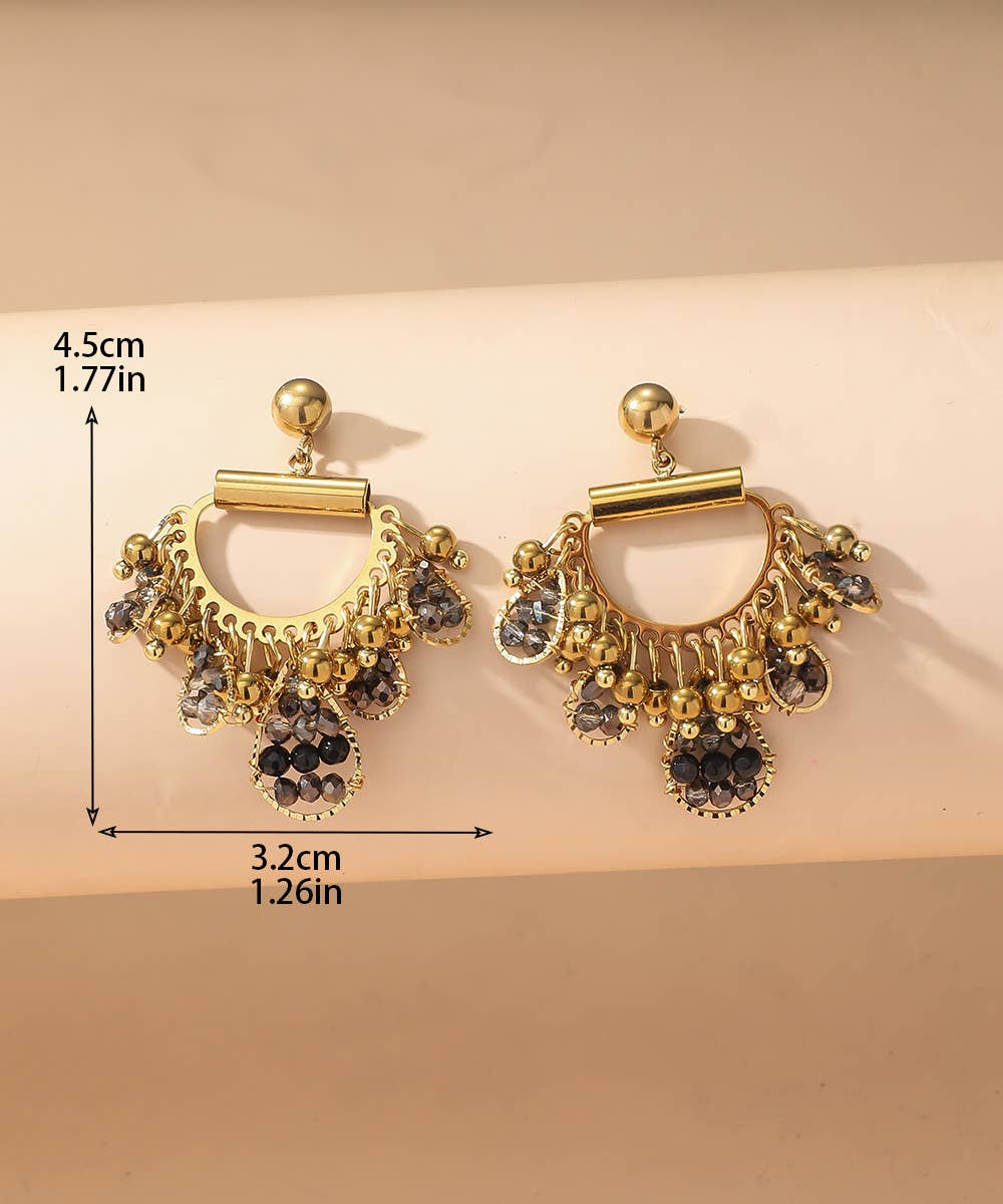 Blossom bijoux - Wholesale Dangle Earrings - BO Nail Stainless Steel Crystal Beads 25BOA0011