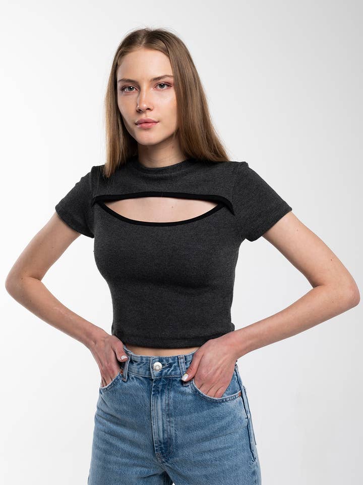 Cut-Out Knit Tee for wholesale by Bee & Alpaca