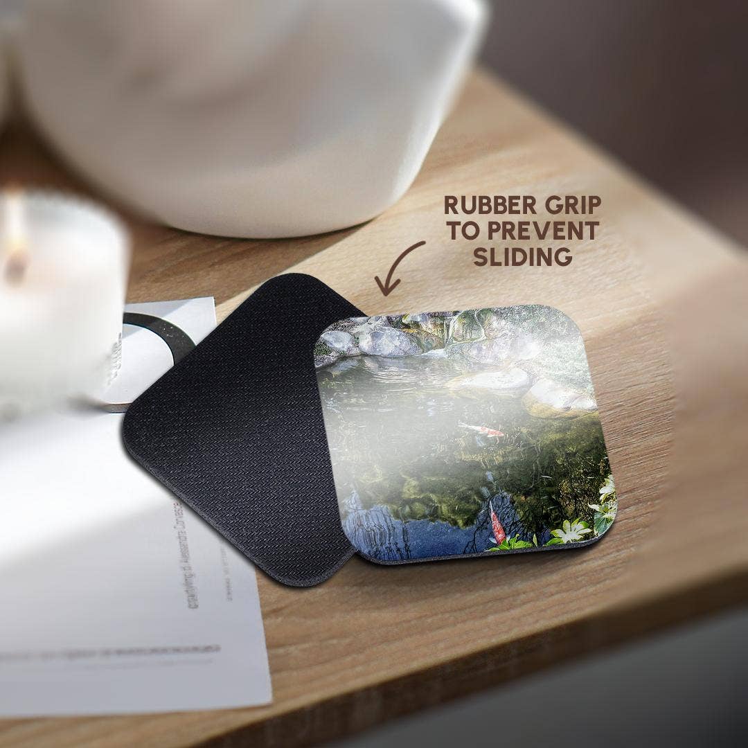 3dRose - Wholesale Coasters - 3dRose, Lovely color photo of a serene koi pond, Coaster10