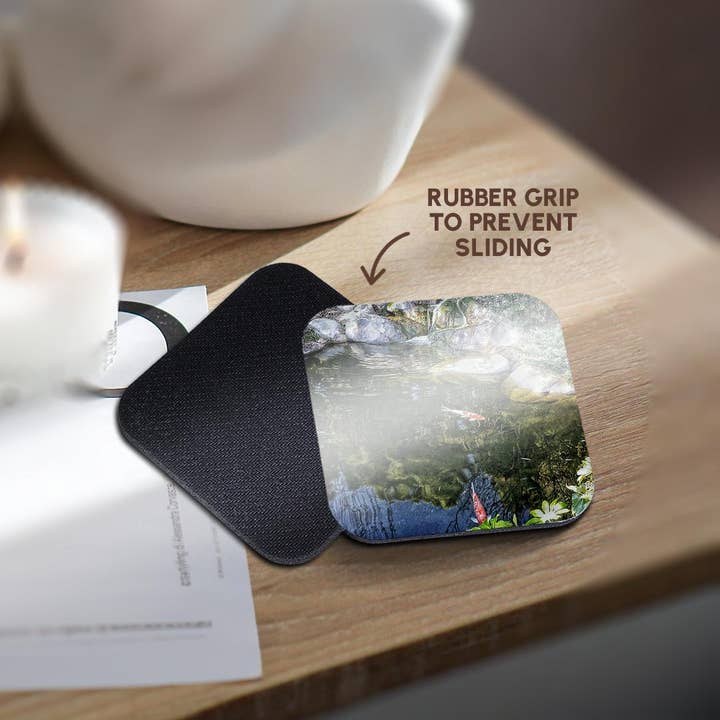 3dRose - Wholesale Coasters - 3dRose, Lovely color photo of a serene koi pond, Coaster10