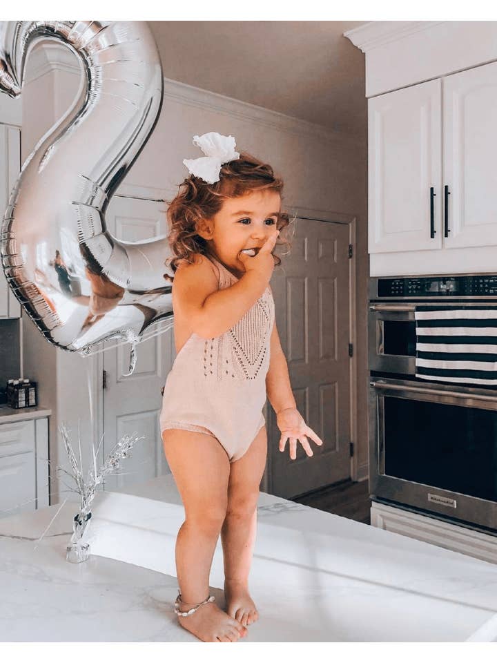 Bailey's Blossoms - Wholesale Bodysuit (Non-Footed) - Baby - Drake Crochet Halter Romper - Vanilla Cream5