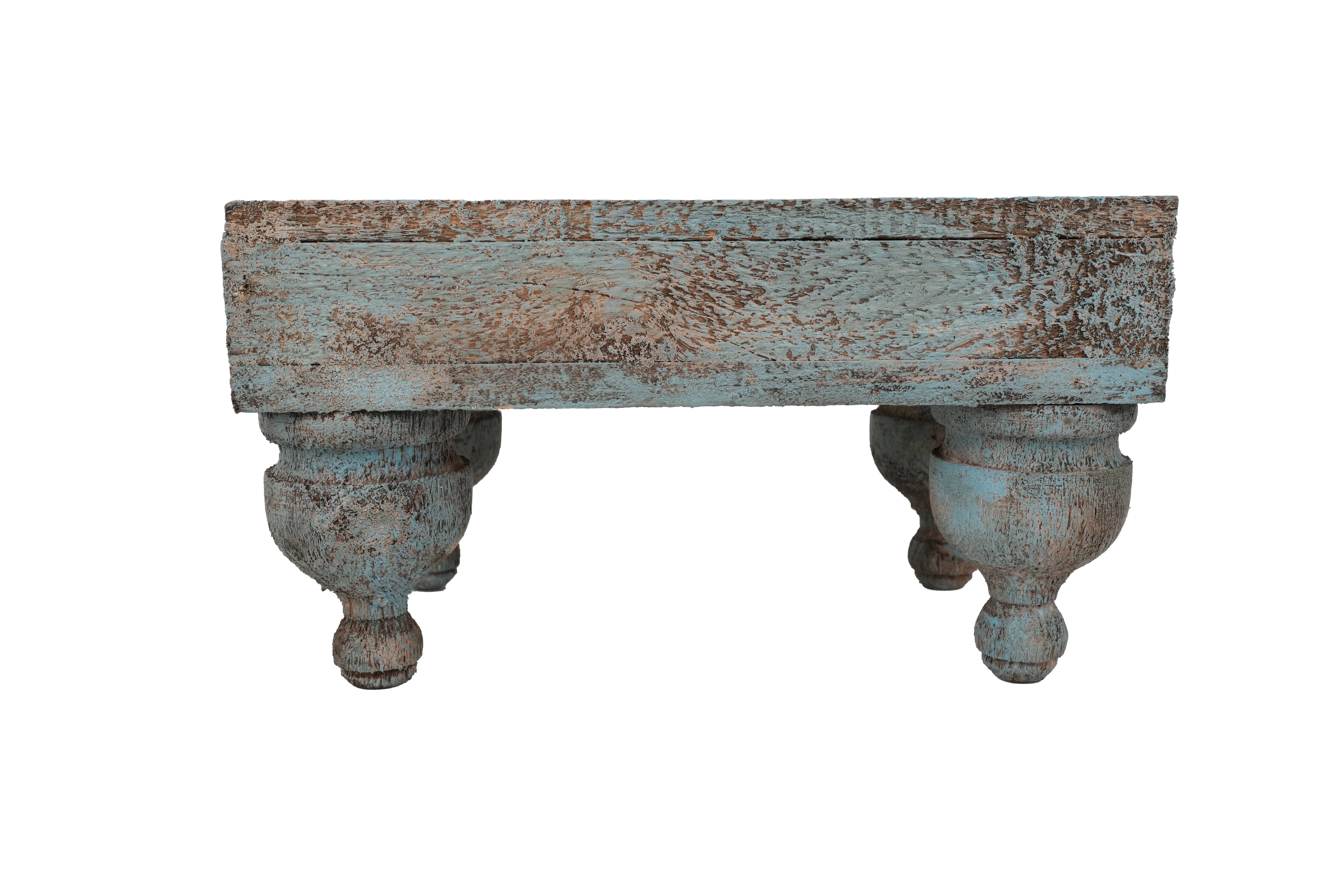 My Amigos Imports - Wholesale Decorative Tabletop Object - Dixon Table-Display-Reclaimed Wood-12x8x7-Turquoise-Dixon3