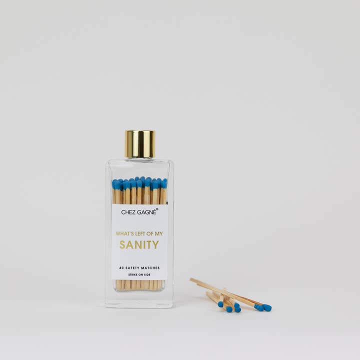 Chez Gagné - Wholesale Matches - Left of My Sanity - Glass Bottle Safety Matches - Bright Blue4