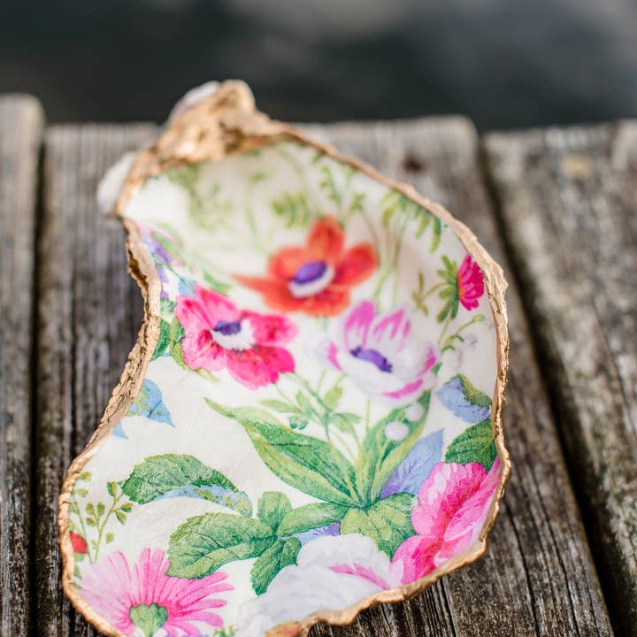 You, Me & The Sea - Wholesale Jewelry Dish - Spring Flowers Oyster Shells